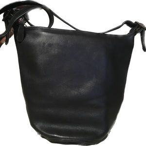 Vintage Large Leather Bucket Crossbody Shoulder Handbag No Brand Name